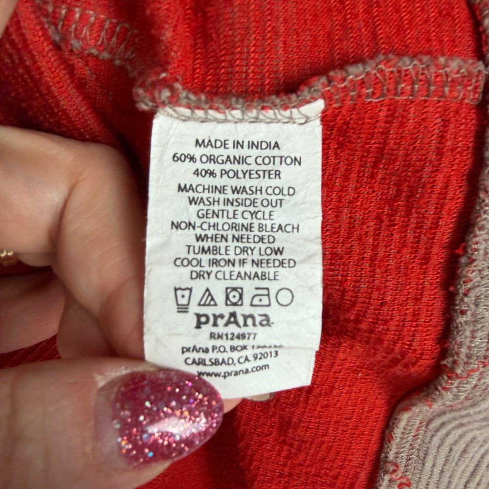 Prana Men's Large Full Zip Hoodie Tan Red Organic Cotton Textured‎ Rib Knit - Picture 10 of 11